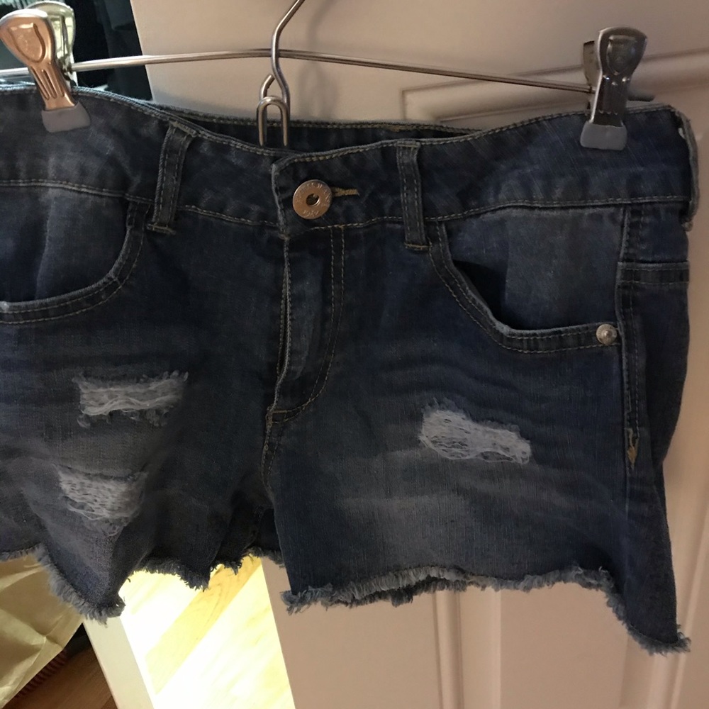 Ripped denim jean shorts